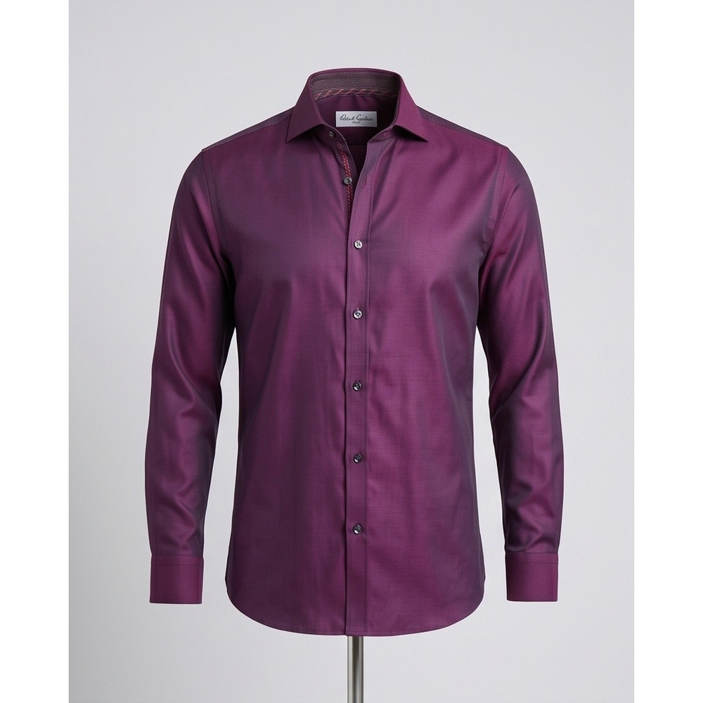 Robert Graham Men's 39/15.5 Purple Herringbone Dress Shirt Cotton NWOT